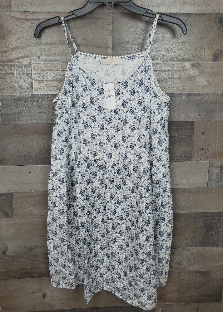 Loft Floral Print Lacy Strappy Swing Short Dress